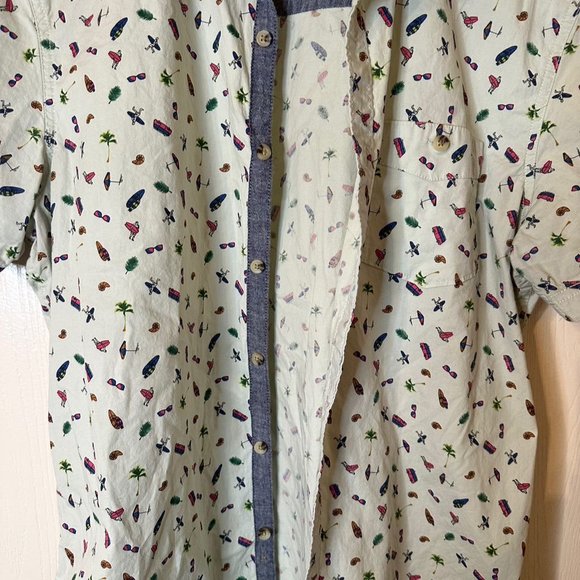 Free Planet Men's White Short Sleeve Button Up Shirt Size M - Picture 6 of 6